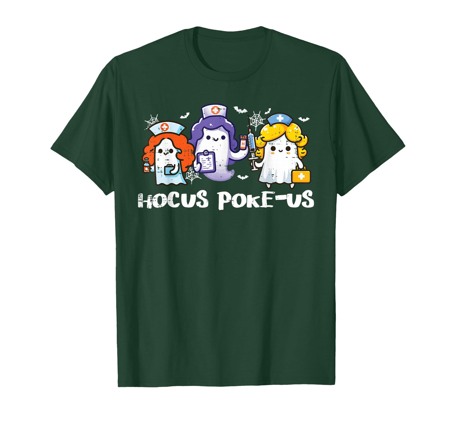 Halloween Ghost Nurse Hocus Poke Us Costume Scrub Top Women T-Shirt