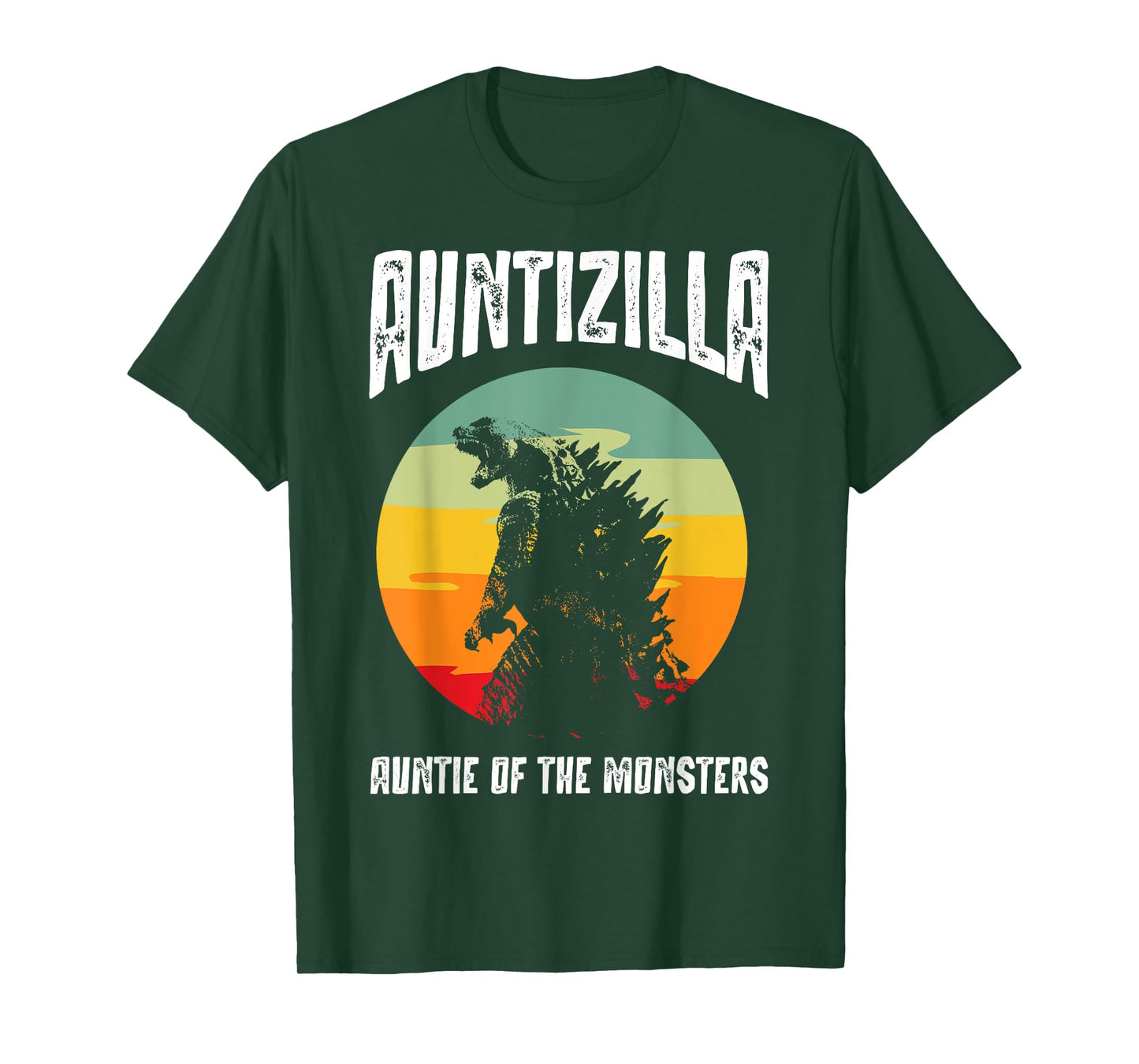 Auntzilla Aunt Of The Monsters Retro Vintage Sunset T-Shirt