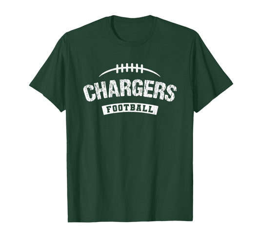 Chargers Clear Springs Football Distressed HS T-Shirt