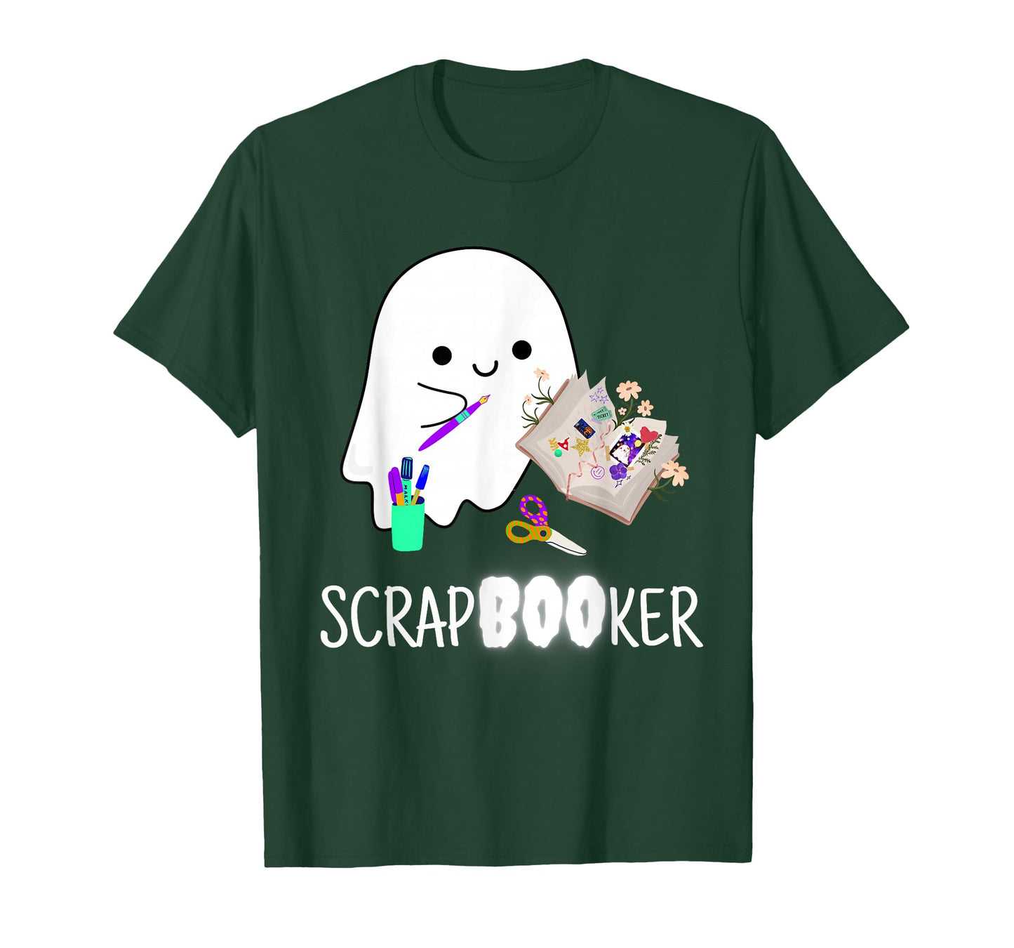 Cute Ghost Halloween Scrapbook Arts Crafts T-Shirt
