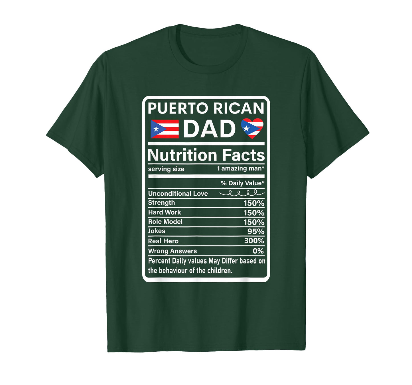 Puerto Rican Dad Nutrition Facts Boricua Puerto Rico PR Flag T-Shirt