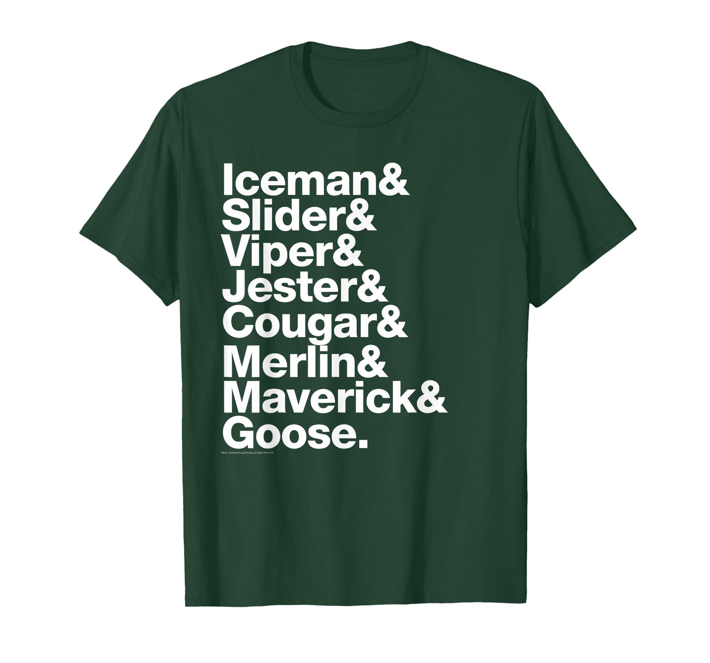 Top Gun List of Pilot Names White Text Action Movie T-Shirt