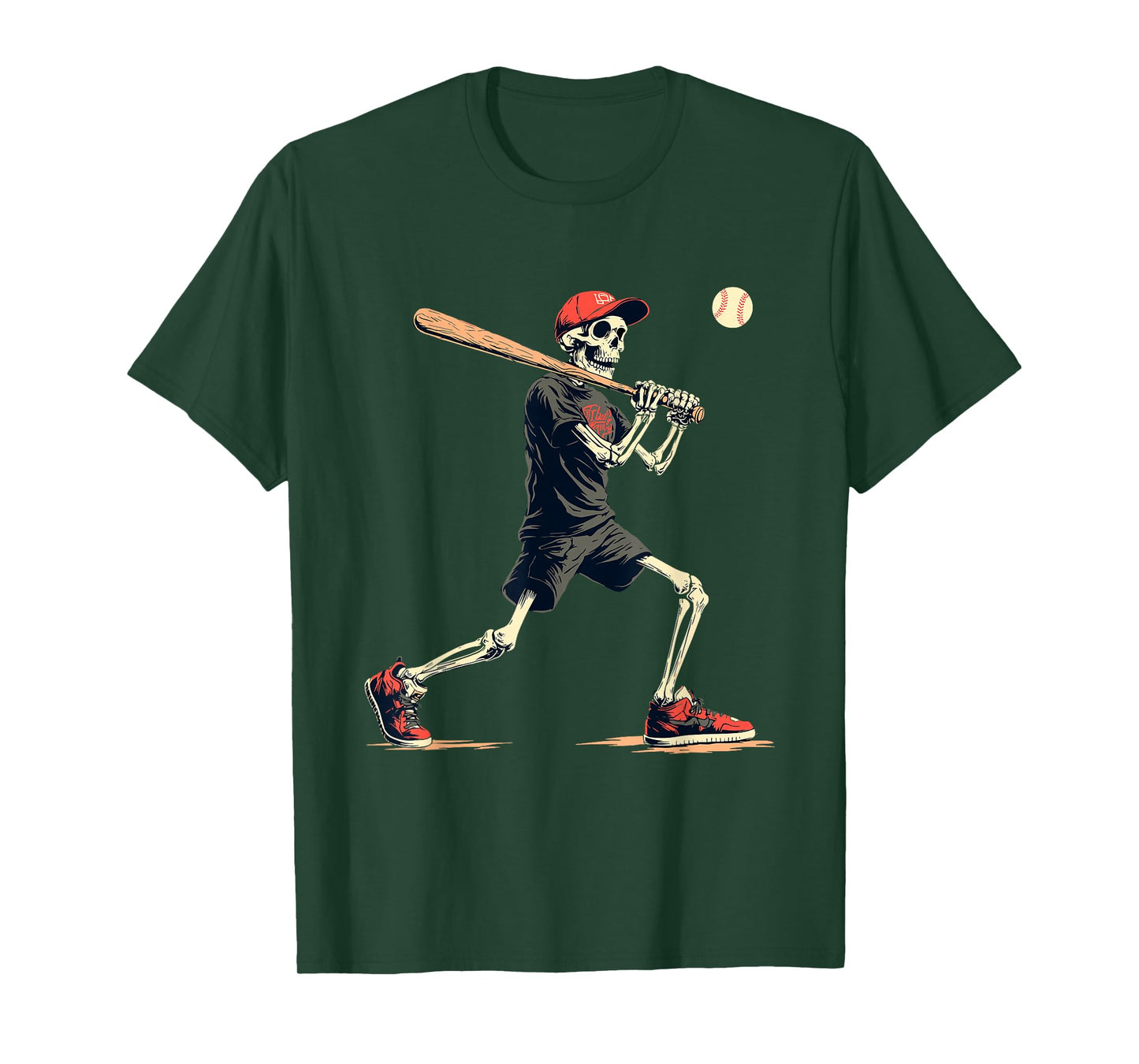 Skeleton Baseball Halloween Costume Funny Men Boys Kids T-Shirt