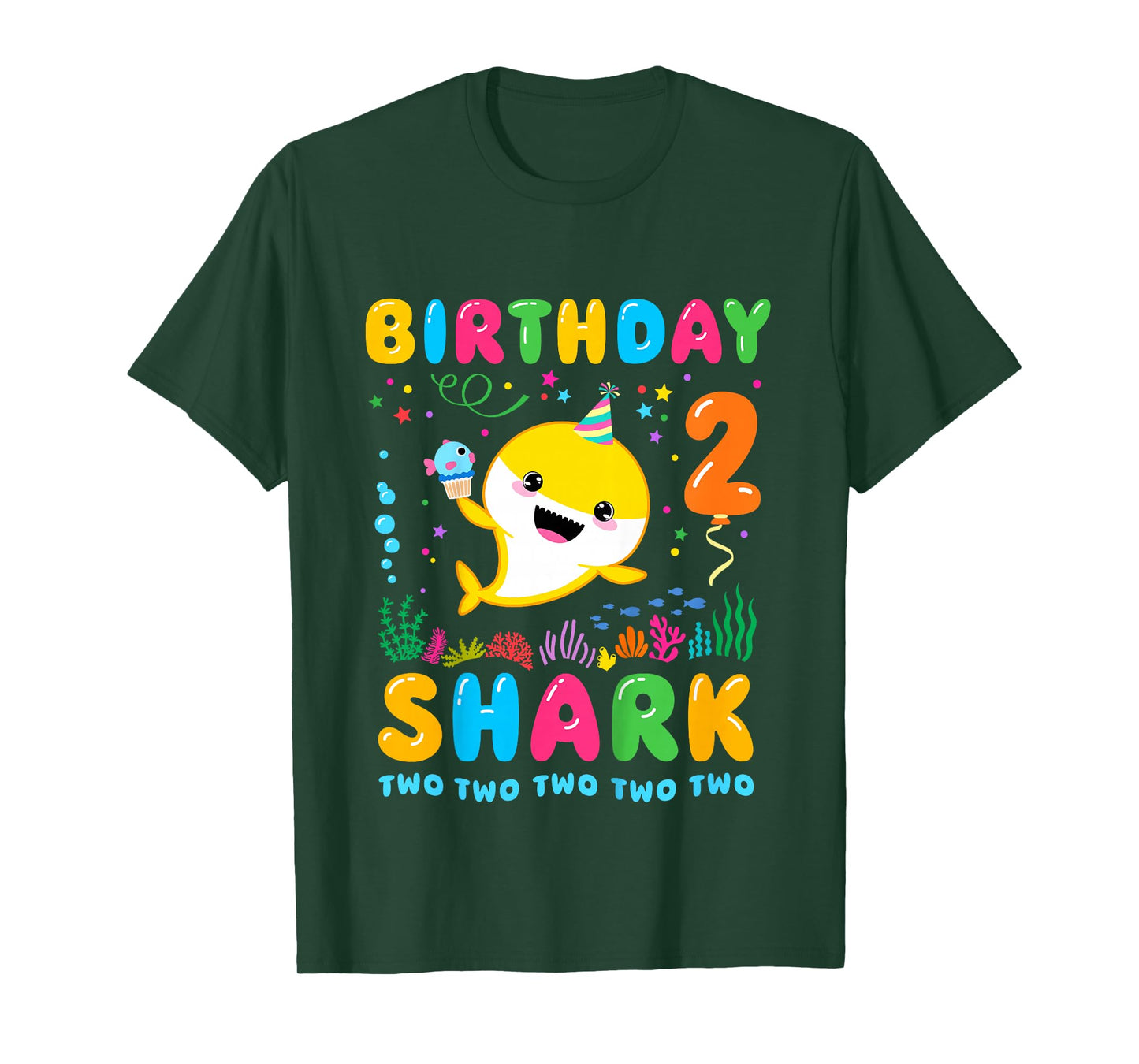 Birthday Shark 2 Year Old Boy or Girl 2nd Bday Kawaii T-Shirt
