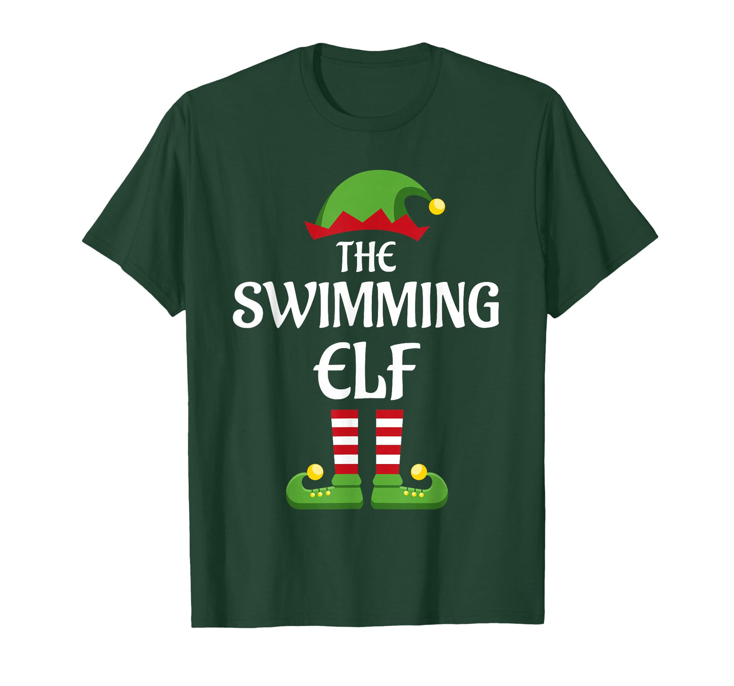 Swimming Elf Family Matching Group Christmas Swimmer T-Shirt