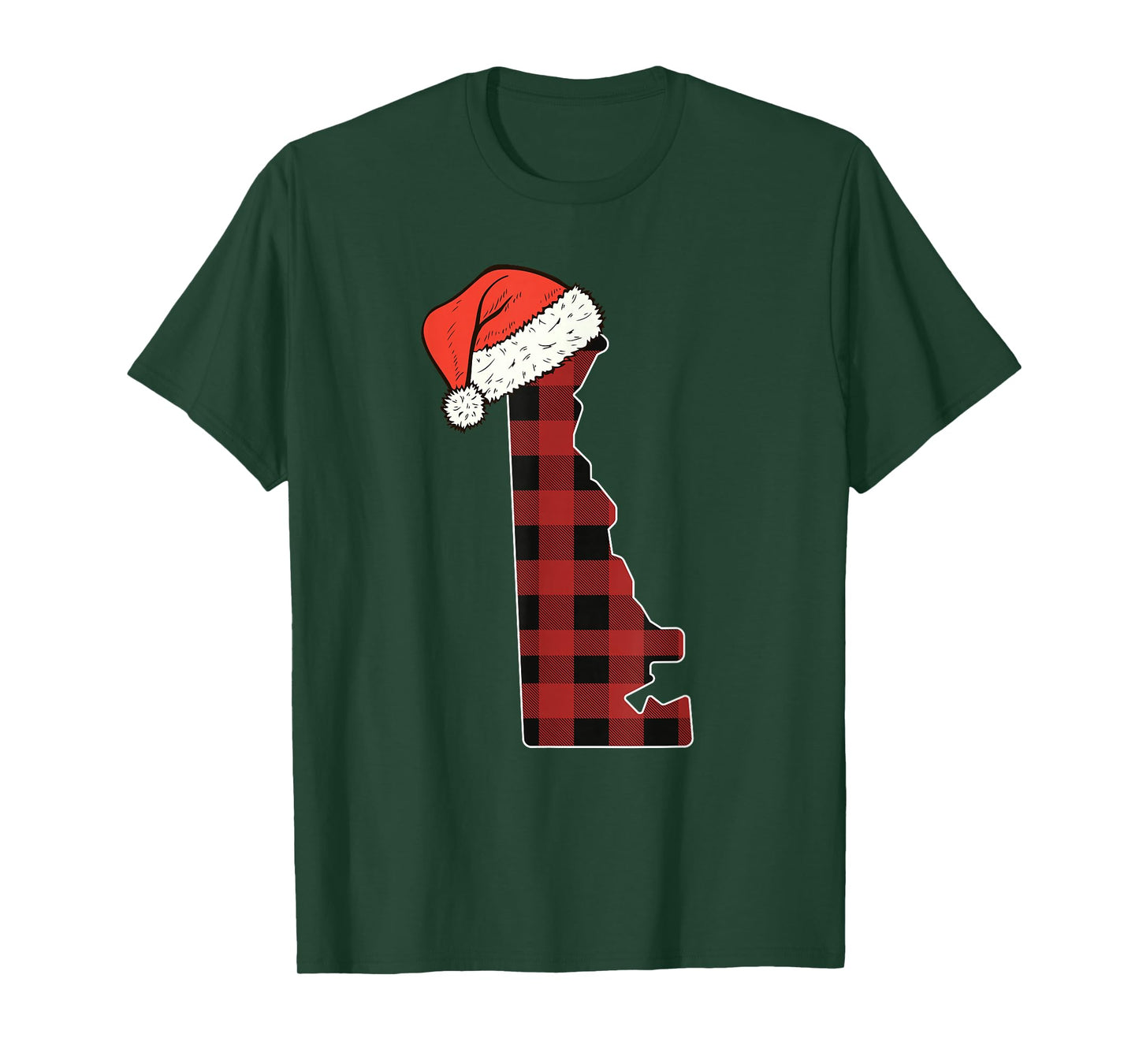 Delaware Plaid Christmas Santa Hat Holiday Matching Design T-Shirt