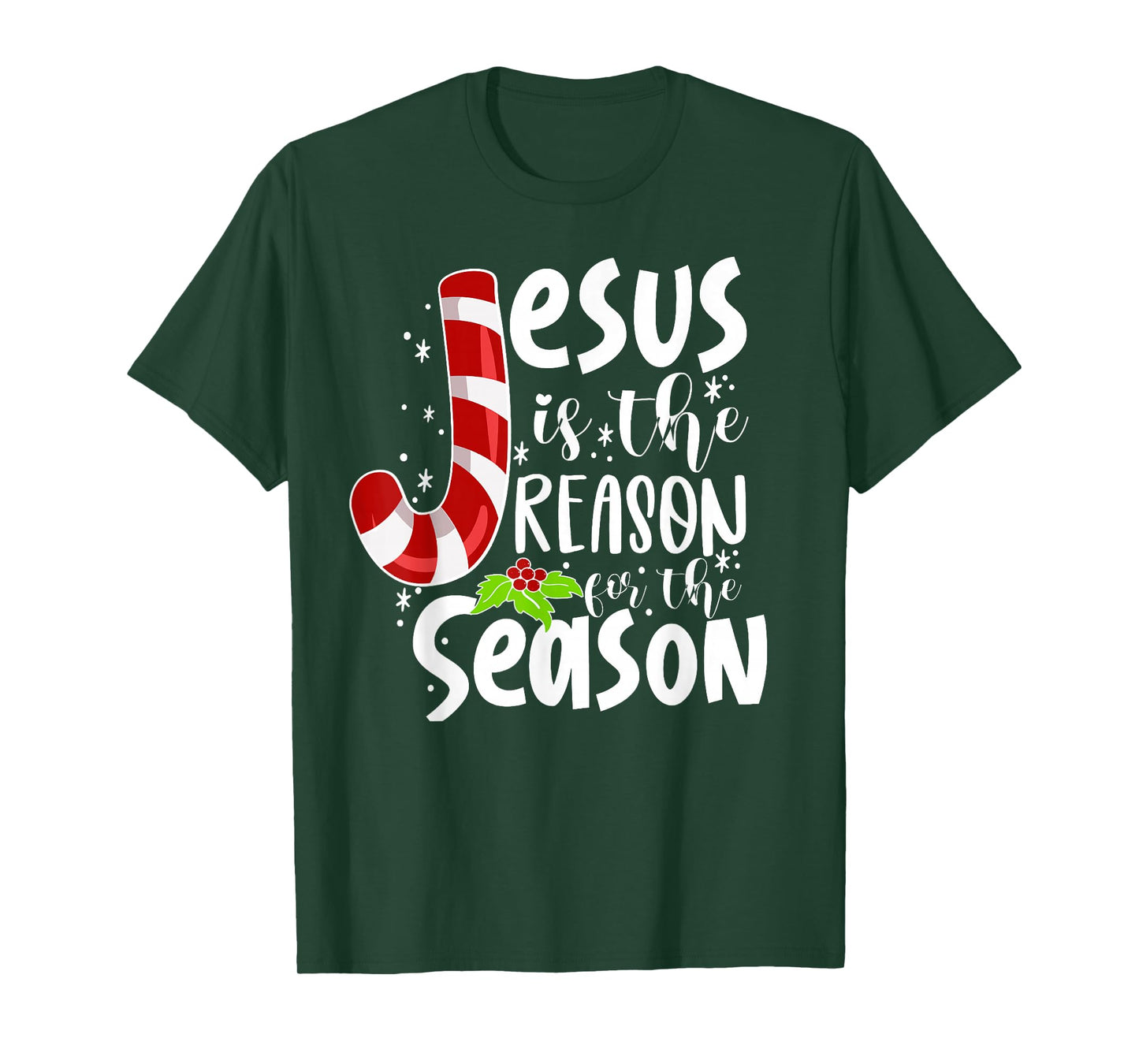 Jesus Is The Reason For The Season Christmas Xmas Candy Cane T-Shirt