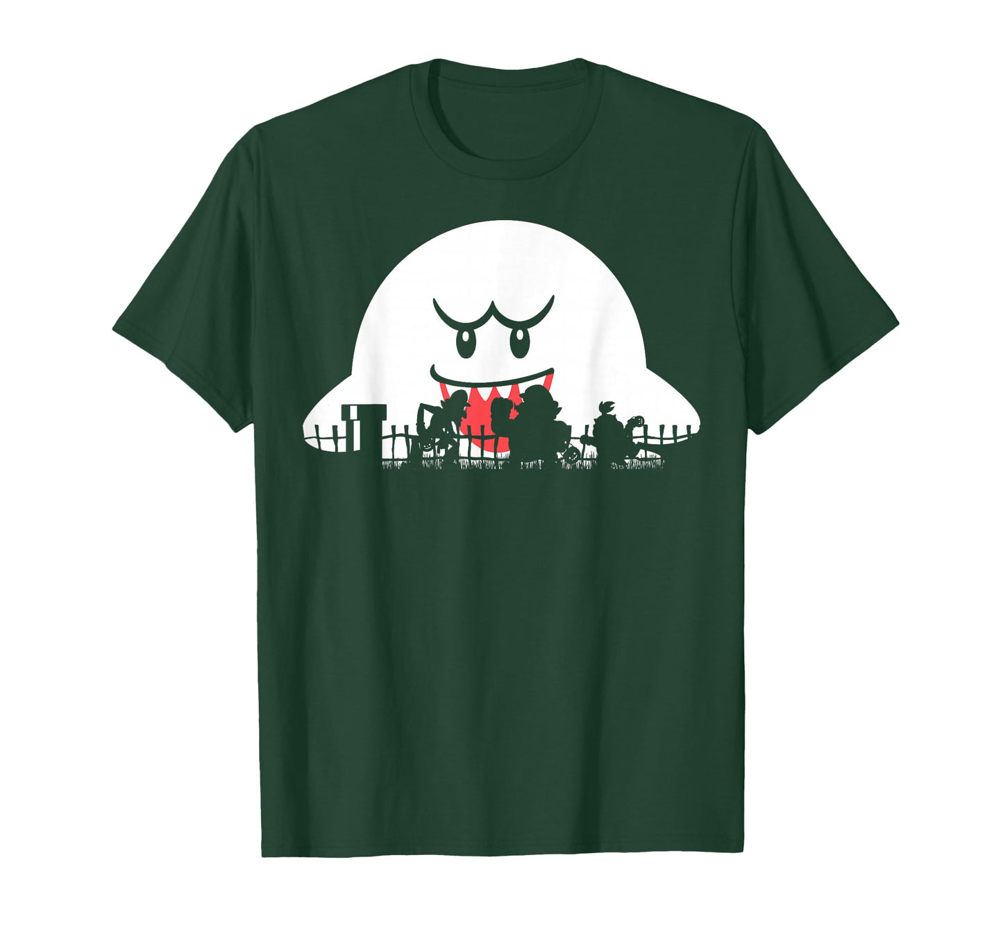 Super Mario Boo Trick Or Treat Halloween Silhouette T-Shirt