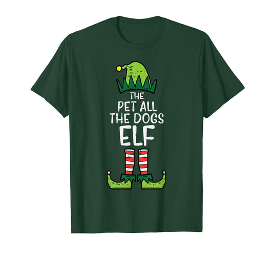 Pet All The Dogs Elf Xmas Christmas For Family T-Shirt
