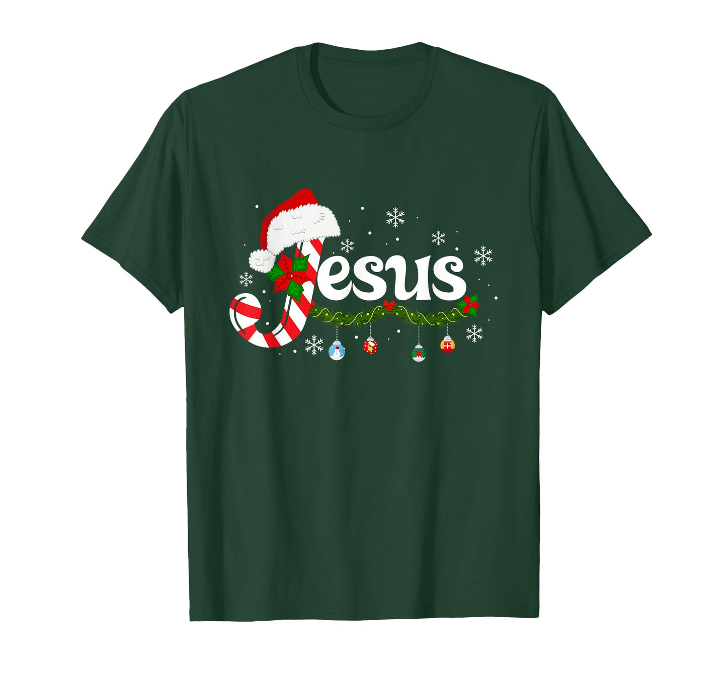 Christmas Letter J for Jesus Christian Candy Cane Santa Hat T-Shirt