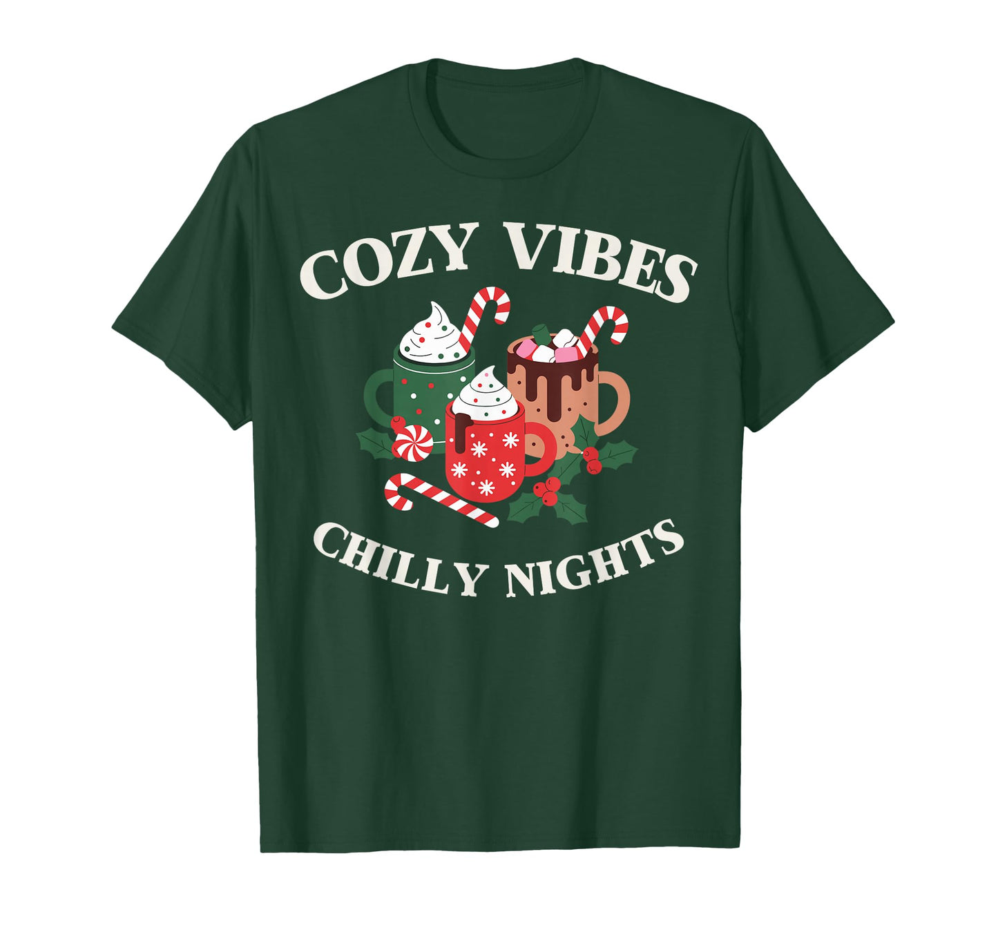 Cozy Vibes Chilly Nights Holiday Cocoa Art T-Shirt