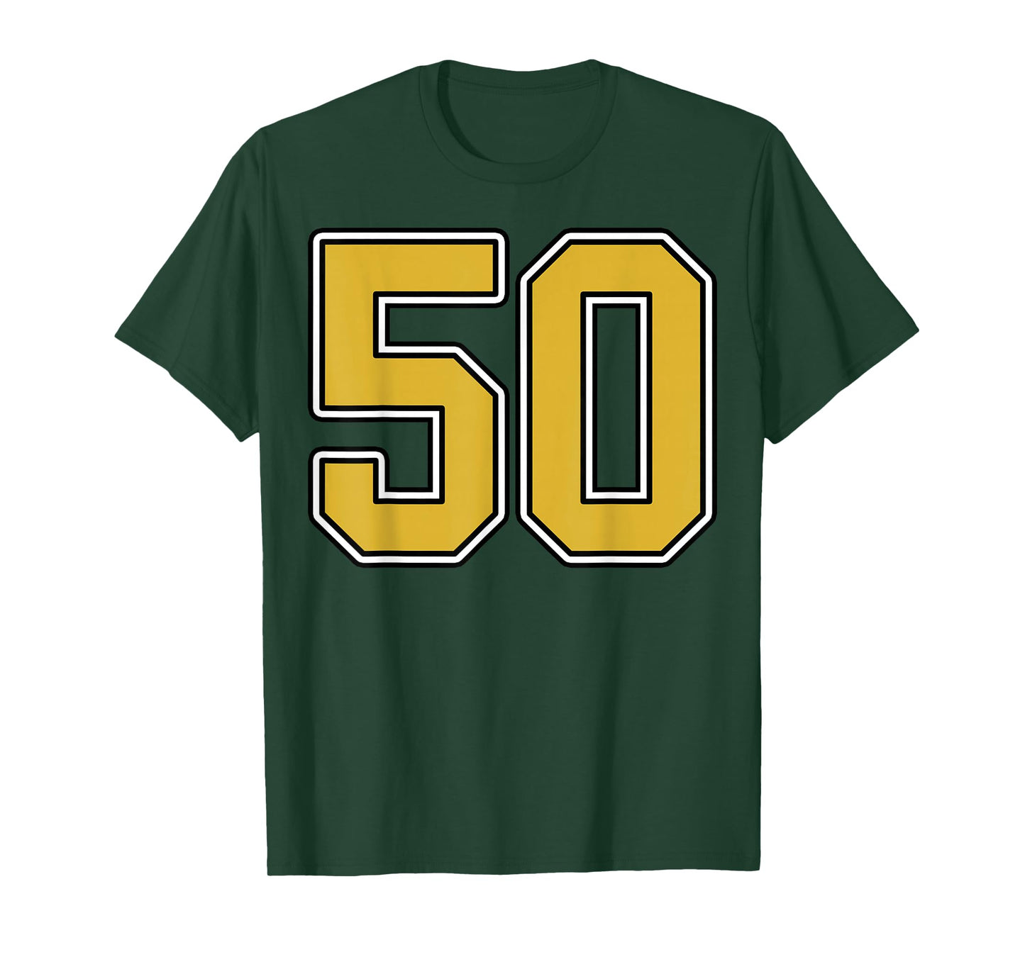 Old Gold Black White Sports Number 50 Jersey Uniform Player T-Shirt