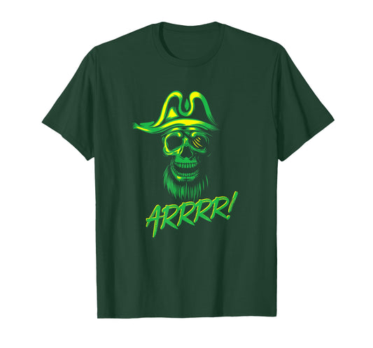 Arrrr! Talk like a Pirate Halloween Green Skull Captain T-Shirt