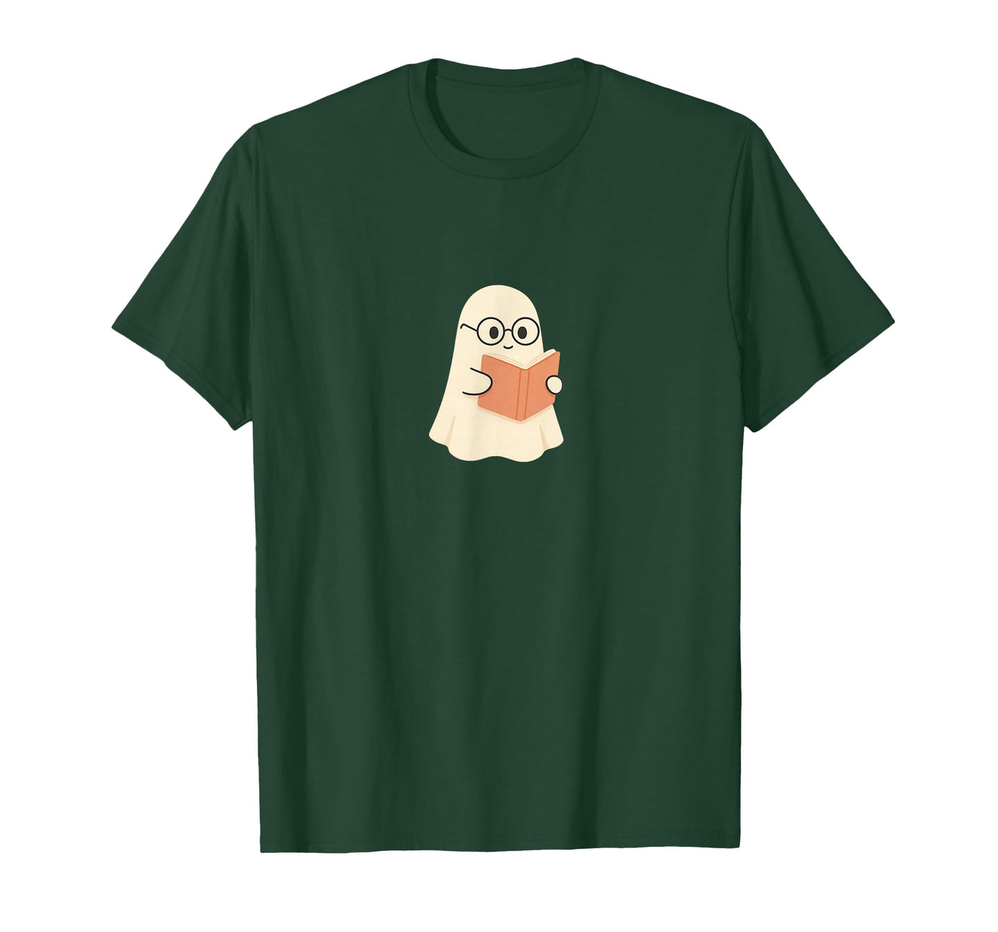 Cute Ghost with Glasses Reading Book Spooky Season Bookworm T-Shirt