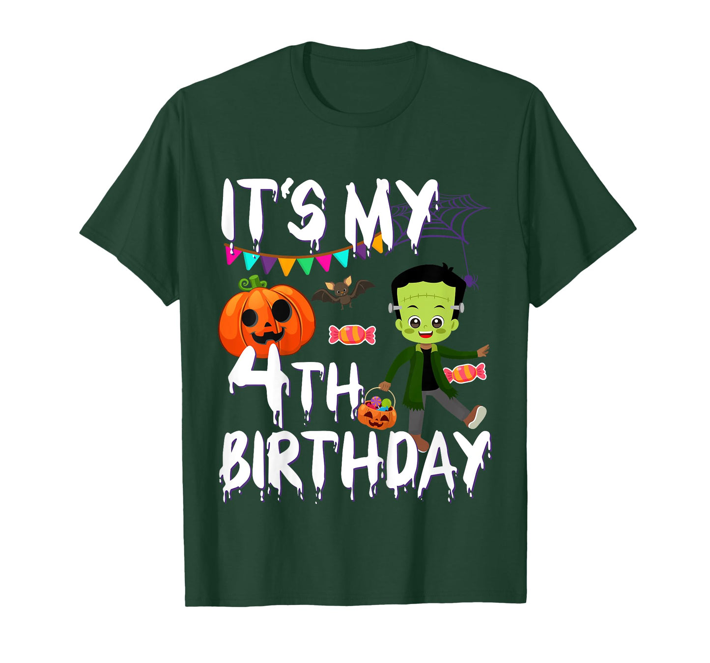 Kids 4th Birthday Monster Pumpkin Halloween Costume T-Shirt