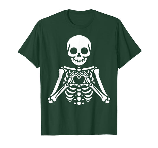 Skeleton Hands Heart Sign Retro Halloween Skeleton Hand Sign T-Shirt