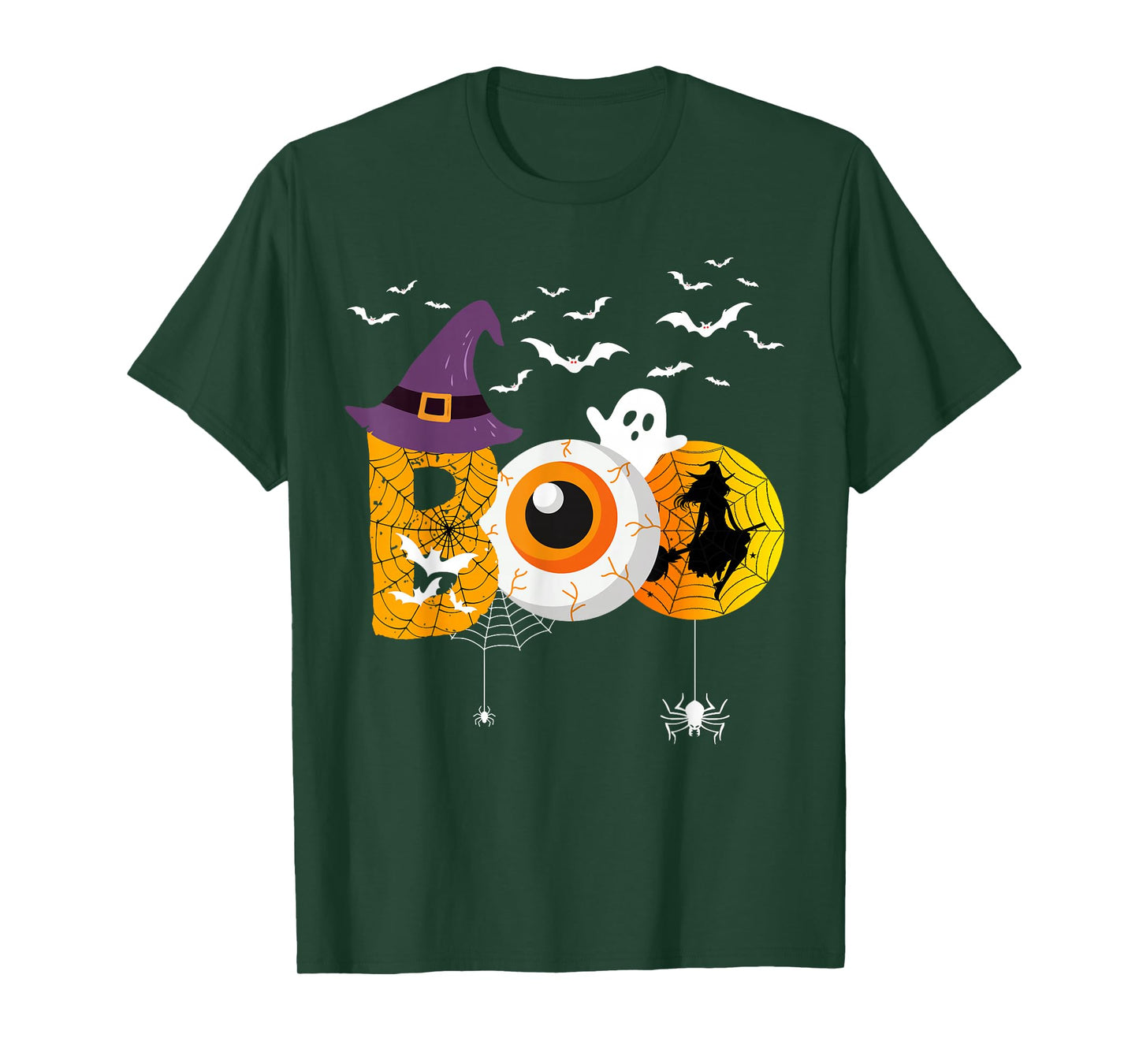 Boo With Spiders And Witch Hat Women Halloween T-Shirt