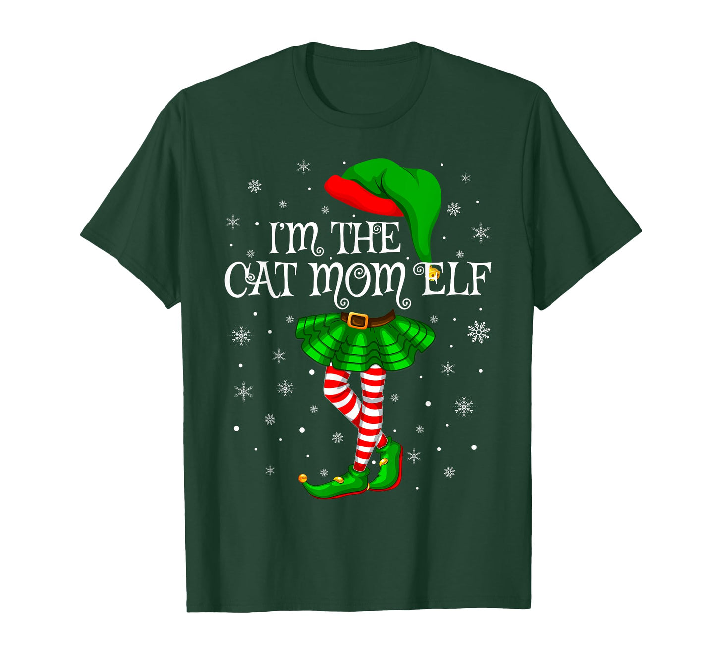 Matching Family Group I'm The Cat Mom Elf Christmas T-Shirt
