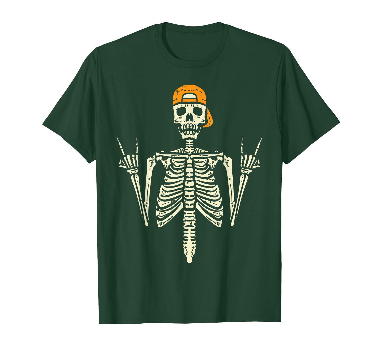 Rocker Skeleton Cap Skater Cool Halloween Punk Rock Men Boys T-Shirt