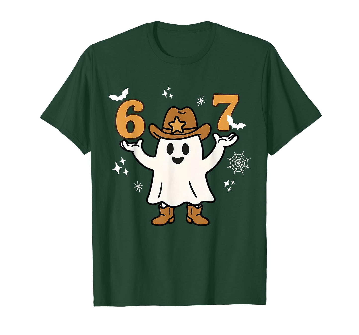 Funny Six Seven 6 7 Meme Cowboy Ghost Halloween Costume T-Shirt