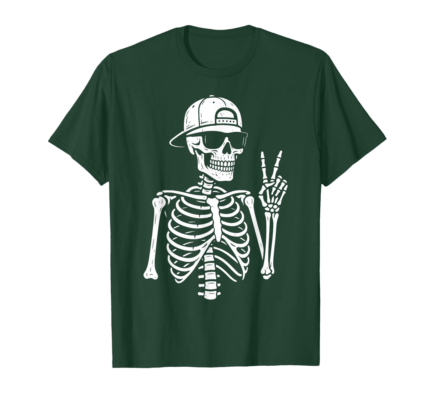 Skeleton Hand Peace Sign Retro Halloween Skeleton Hand Sign T-Shirt