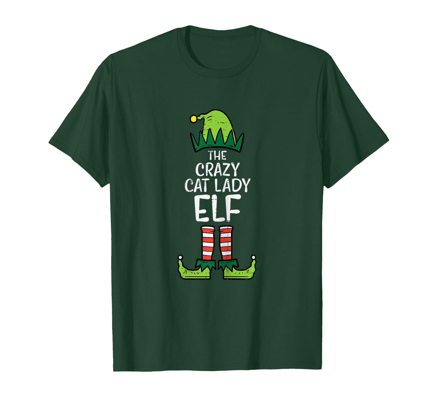 Crazy Cat Lady Elf Matching Christmas Family Women T-Shirt
