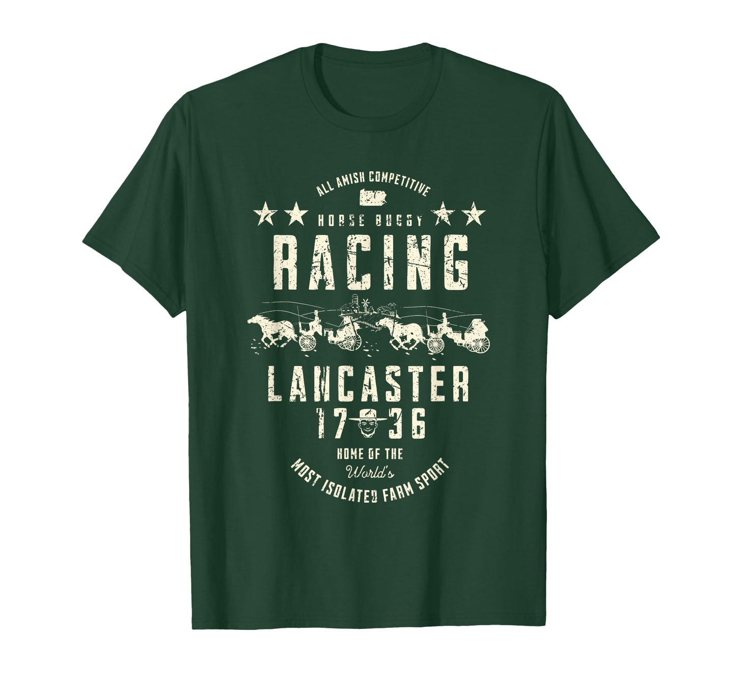 All Amish Competitive Horse Buggy Racing Lancaster 1736 T-Shirt