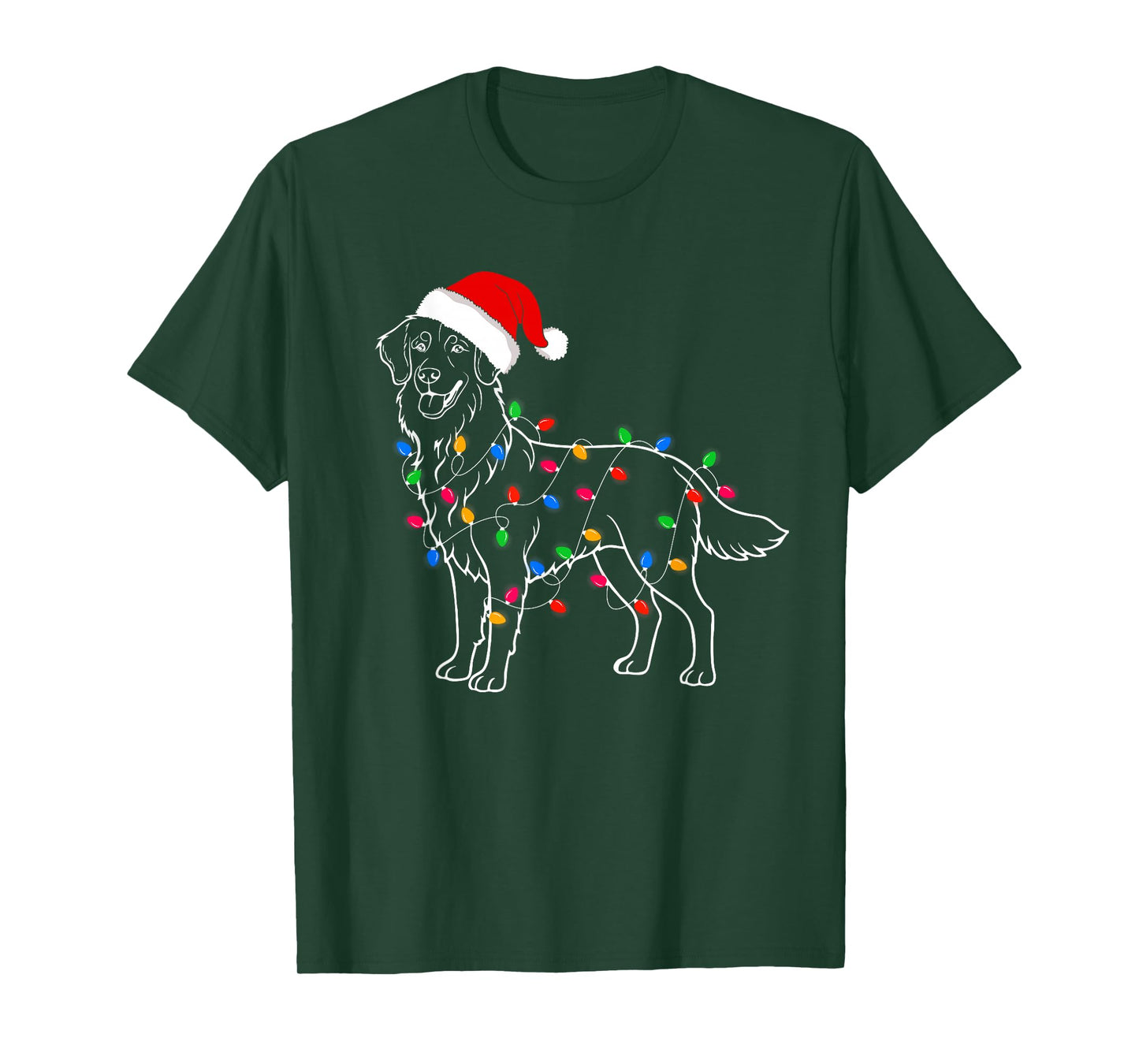 Golden Retriever Dog Christmas Lights Santa Xmas Dog Lover T-Shirt for Men Women Kids