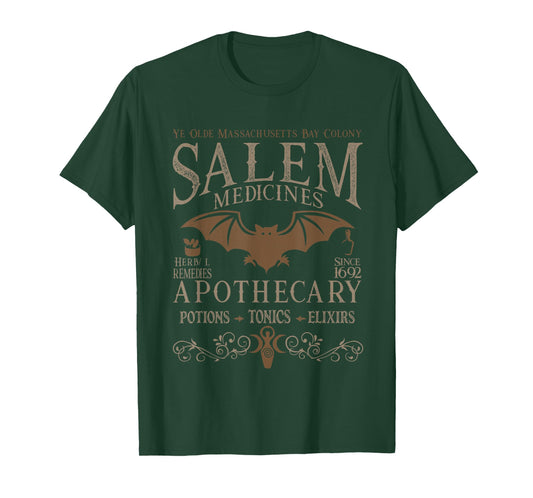 Retro Gothic Salem Witch Massachusetts Apothecary Halloween T-Shirt