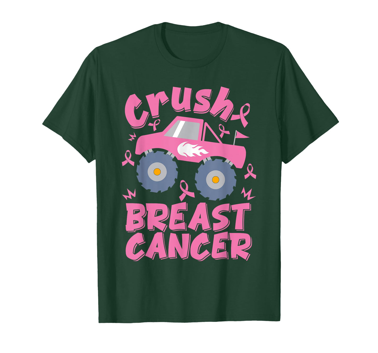 Crush Breast Cancer Monster Truck Kids Toddler Boys T-Shirt