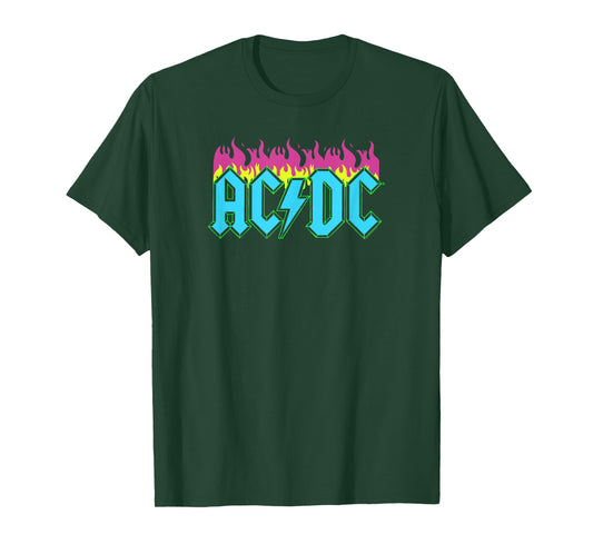 AC/DC Rock Music Band Neon Flames T-Shirt