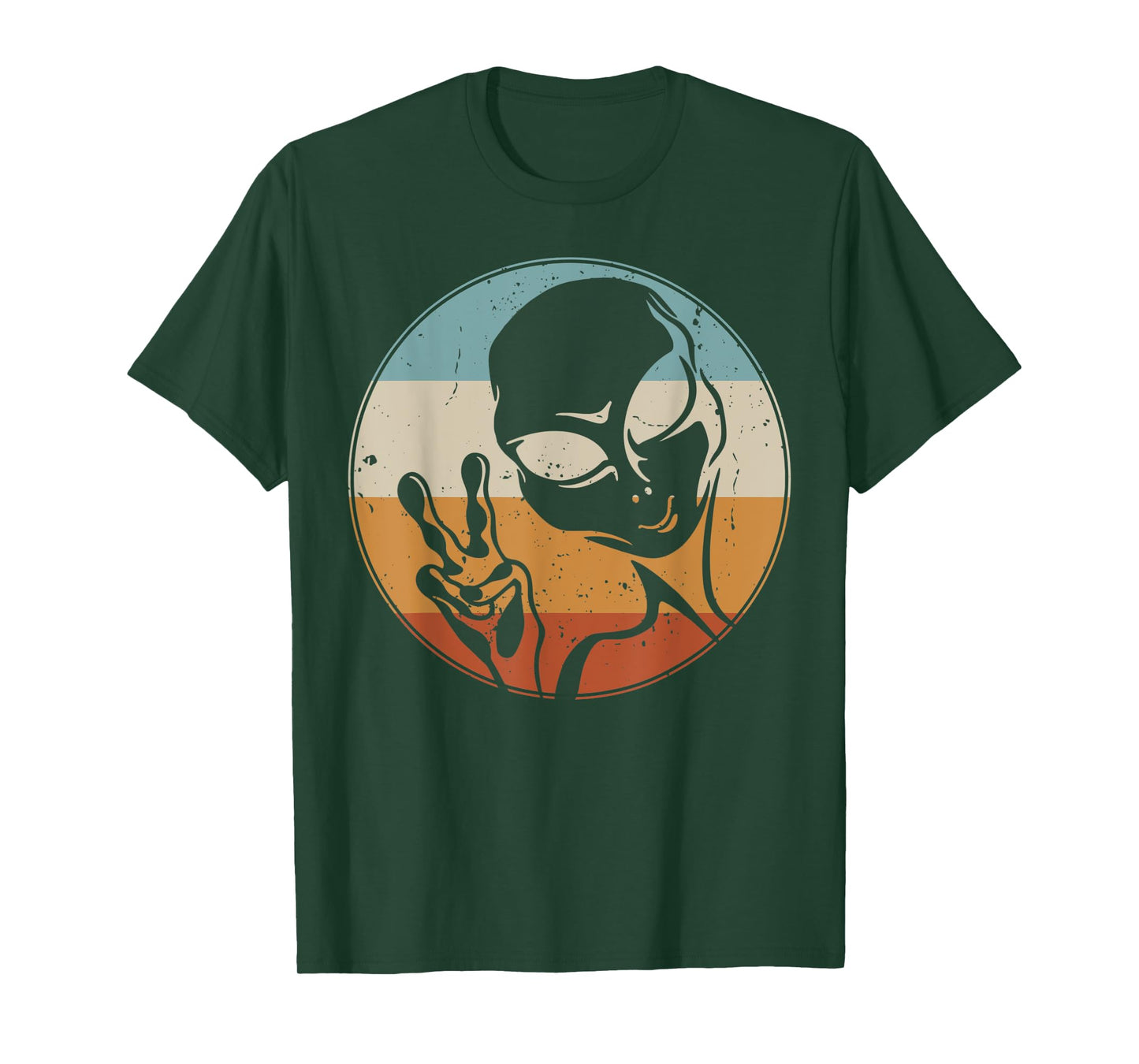 Retro Vintage Alien Peace Hand UFO Space Lovers T-Shirt