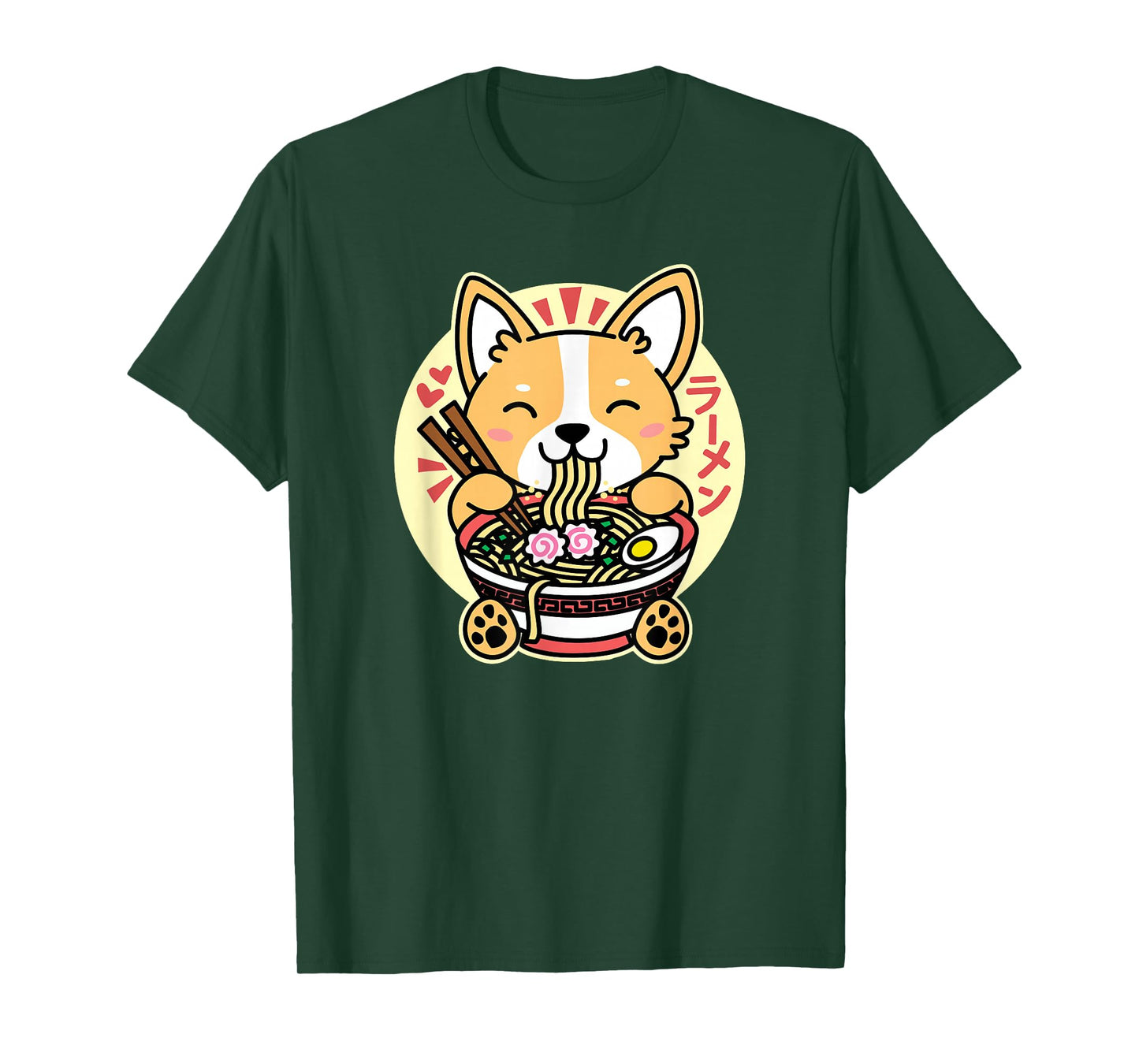 Kawaii Ramen Cute Anime Dog Corgi Japanese Noodles Drk T-Shirt