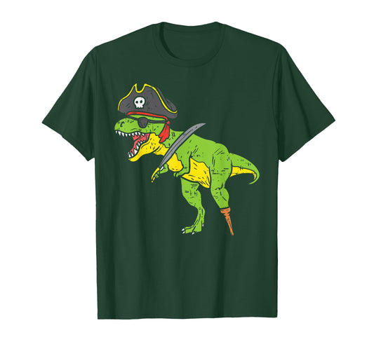 T-Rex Pirate Dinosaur Dino Funny Halloween Costume Boys Kids T-Shirt