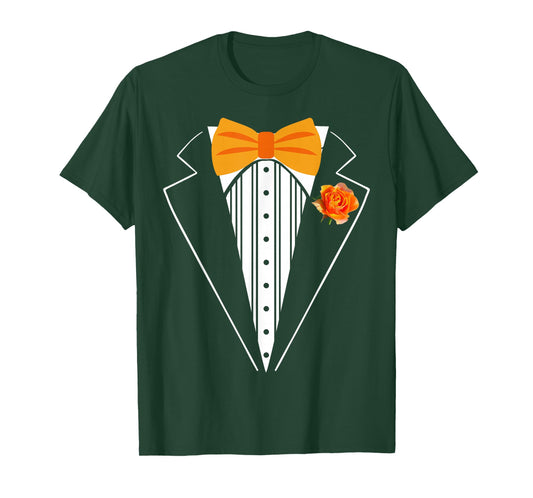 Kids Adult Orange Bowtie Tuxedo Toddler Costume Youth Tux T-Shirt
