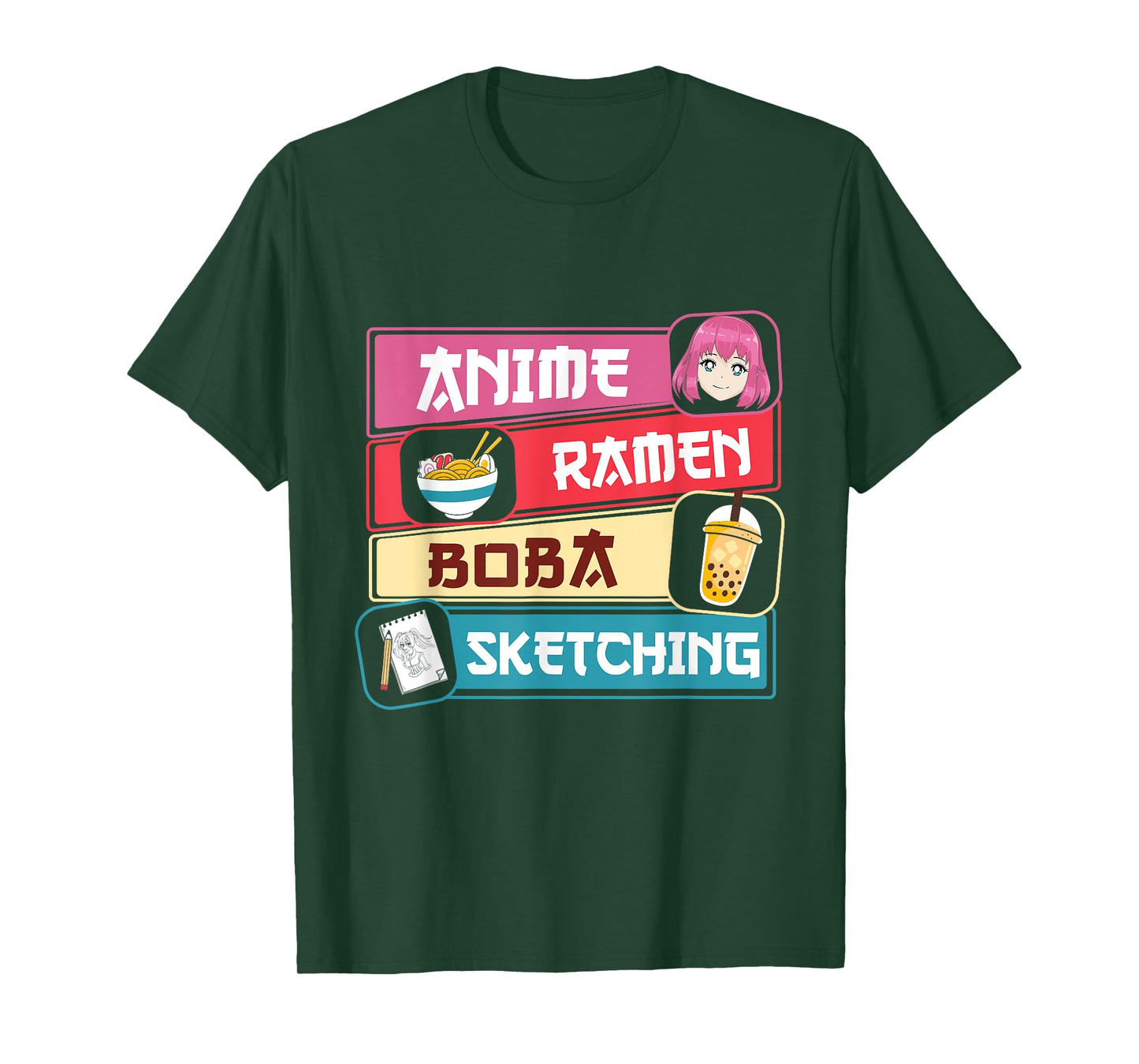 Anime Ramen Boba Sketching Otaku Kawaii Anime Lover T-Shirt