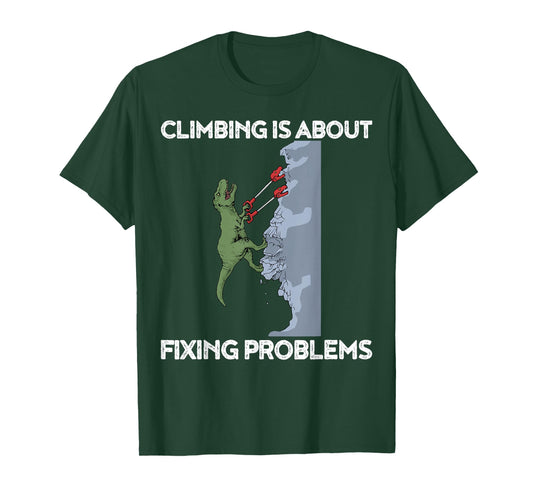 Funny Climbing T-Shirt T-Rex Rock Climber Dinosaur Tee T-Shirt