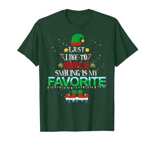 I Just Like To Smile Smiling Is My Favorite Elf Christmas T-Shirt