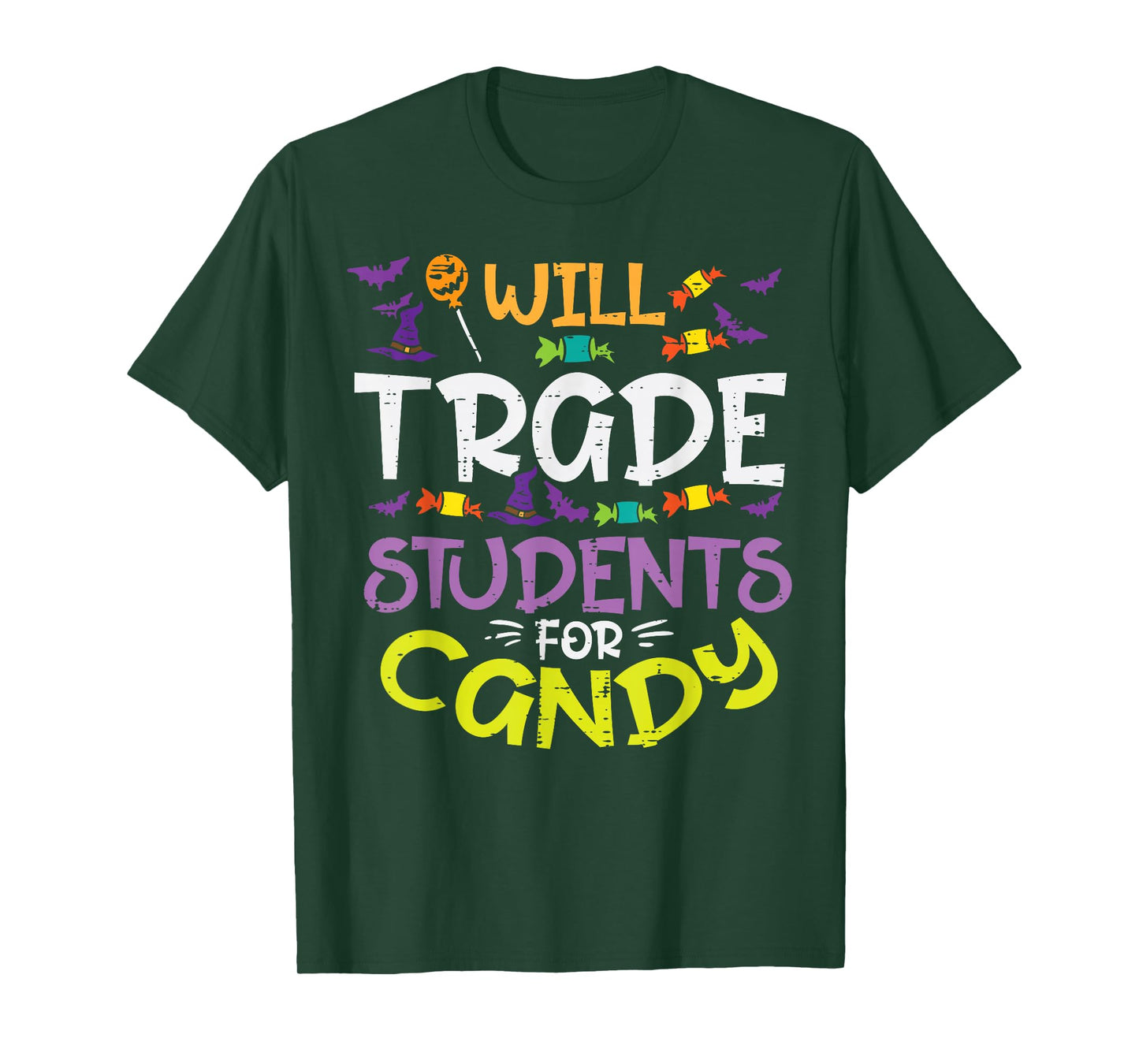 Halloween Teacher Will Trade Students For Candy Women Men T-Shirt