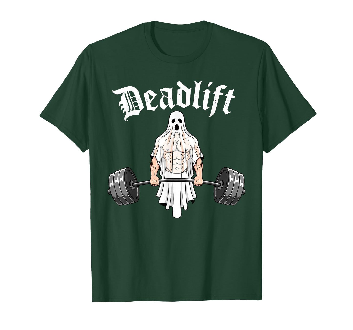 Ghost Men Deadlift Halloween Funny Fitness Gym Weightlifting T-Shirt