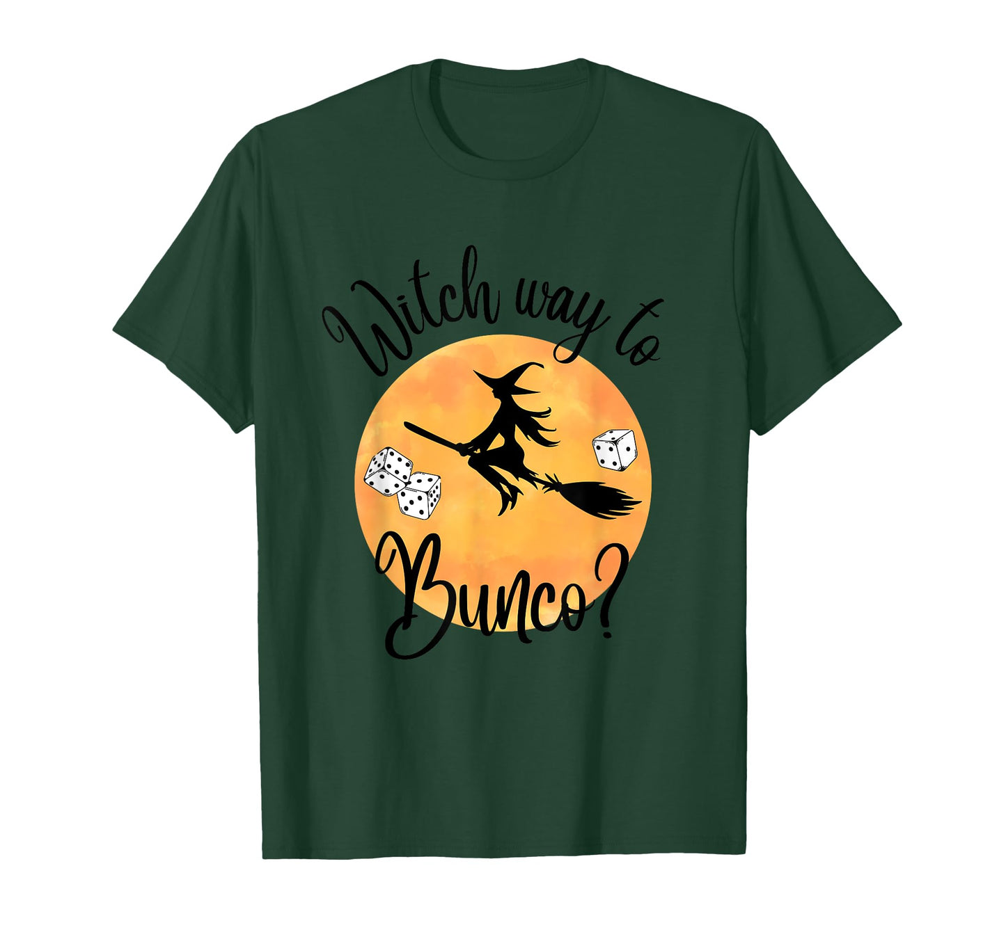 Bunco Halloween Witch Way to Bunco Dice Moon T-Shirt