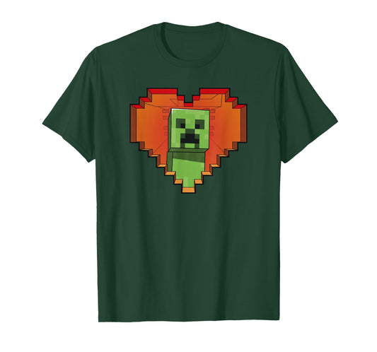 Minecraft Heart Logo Creeper Fill T-Shirt