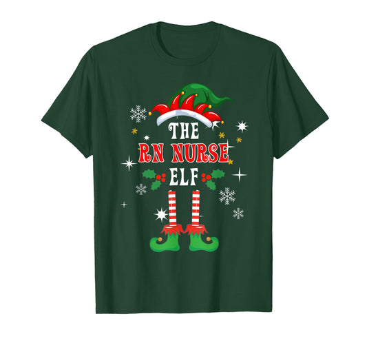 RN Nurse Elf Christmas Winter Holiday Family Matching Pajama T-Shirt