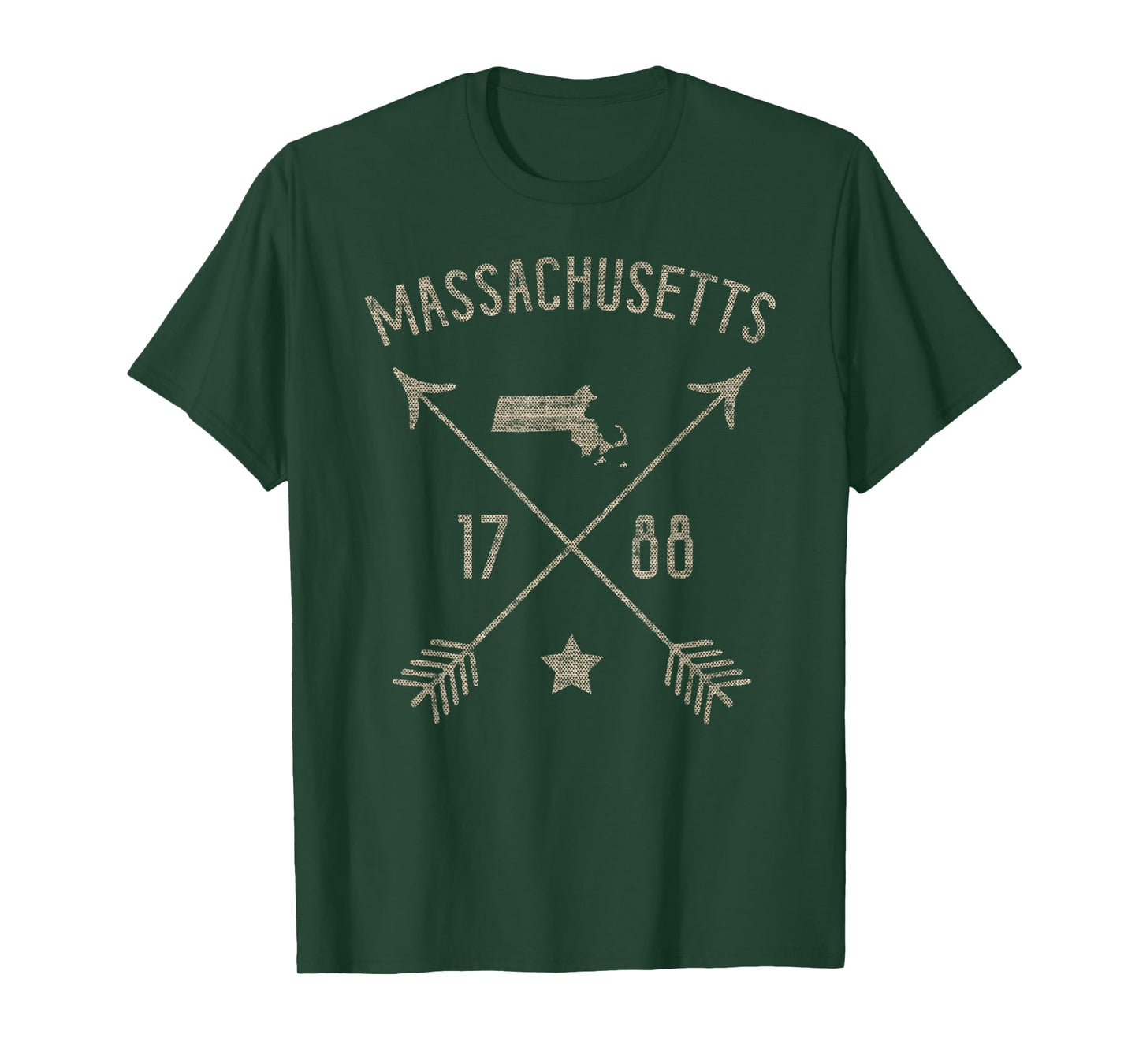 Vintage Massachusetts Distressed Home State Map Boho Arrows T-Shirt