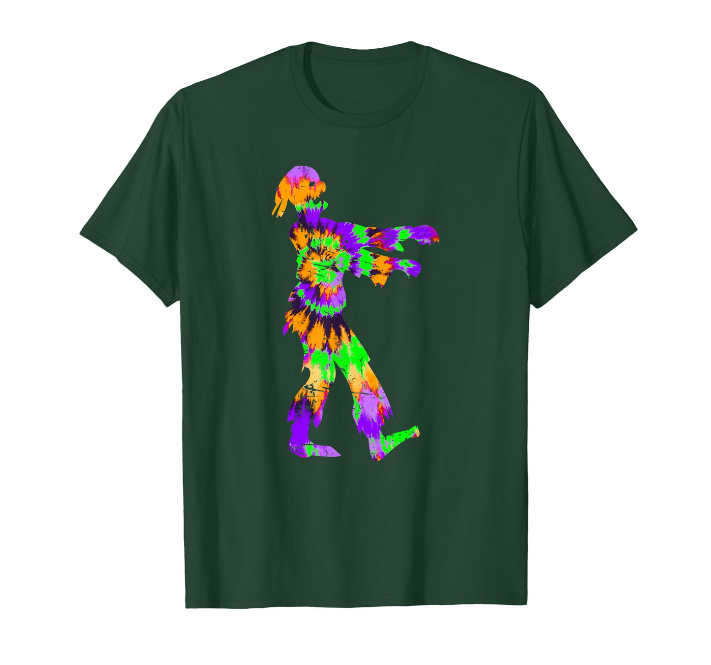 Tie Dye Halloween Zombie - Horror Art Orange Purple Green T-Shirt