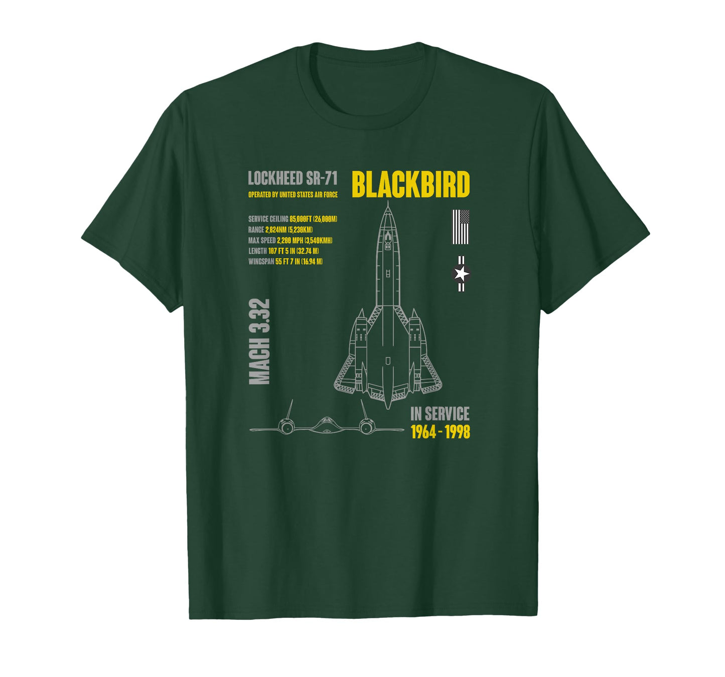 Military Aircraft Lockheed SR-71 Blackbird USAF T-Shirt