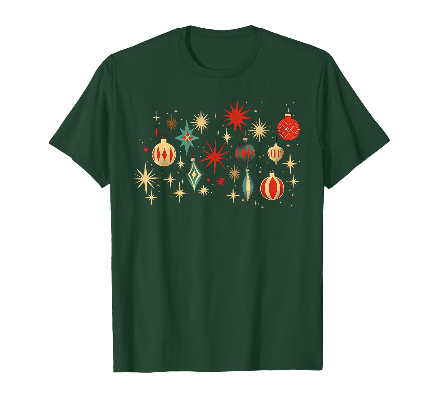 Retro Merry and Bright Mid-Century Modern Christmas Ornament T-Shirt