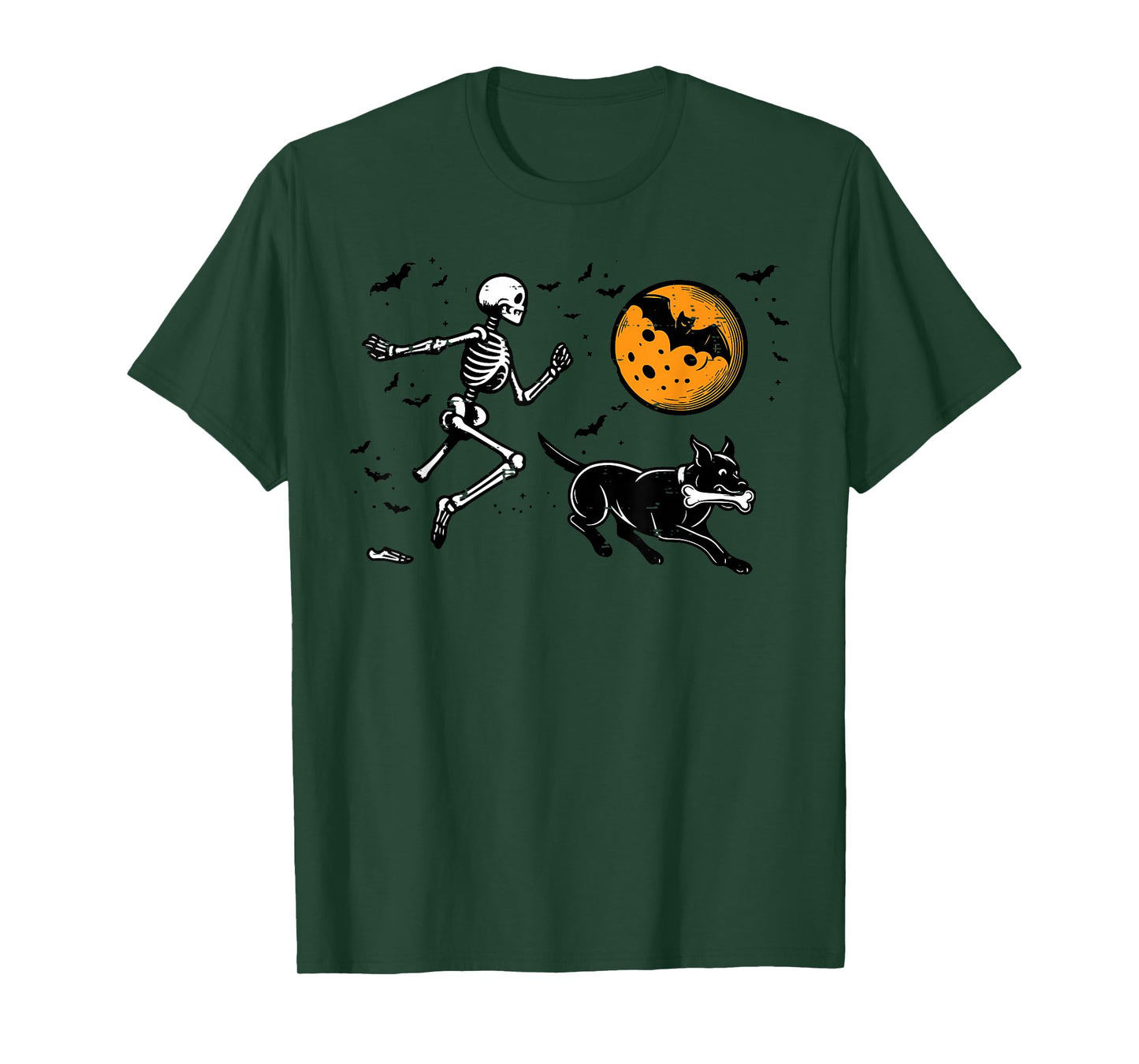 Halloween Skeleton Chasing Dog Femur Costume Men Women Kids T-Shirt