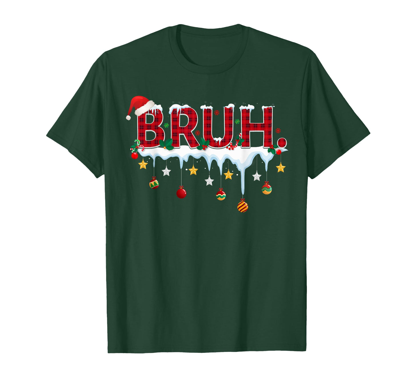Christmas Red Plaid Bruh Funny Teens Boys Kids Xmas Pajamas T-Shirt