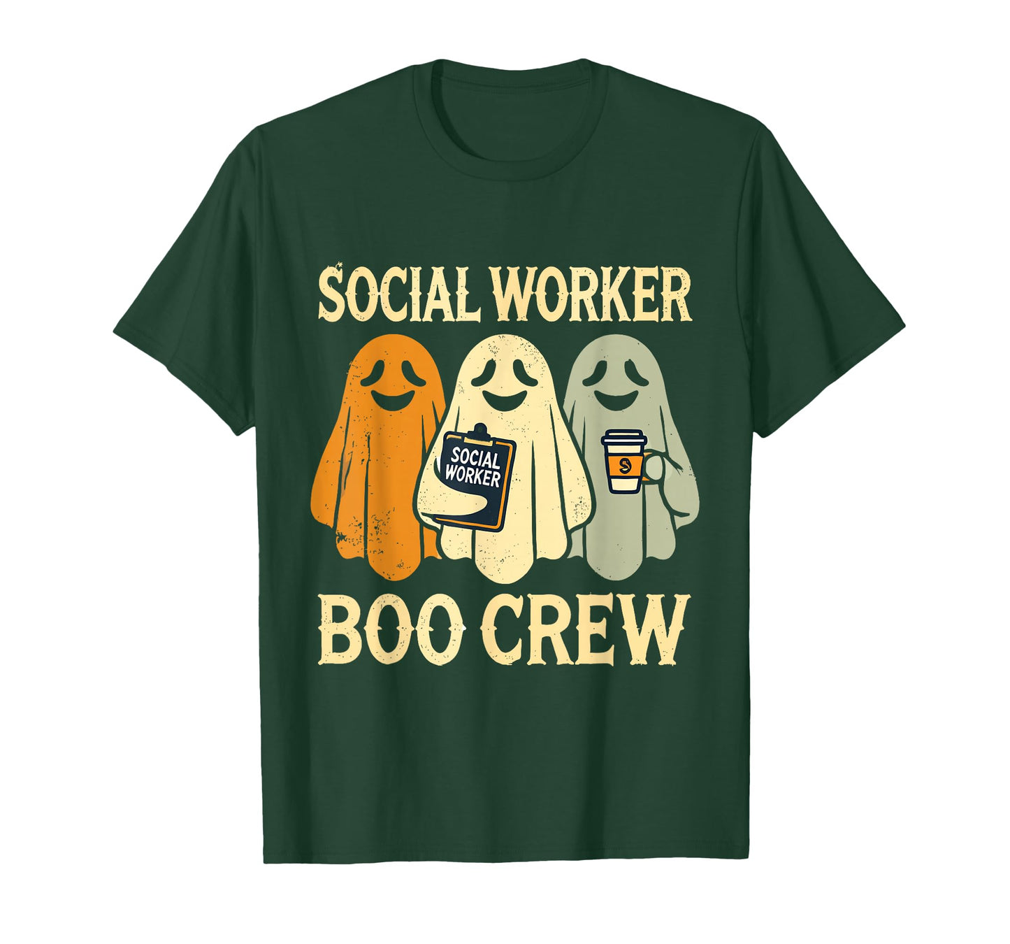 Social Worker Boo Crew Funny Halloween Ghost Social Work T-Shirt